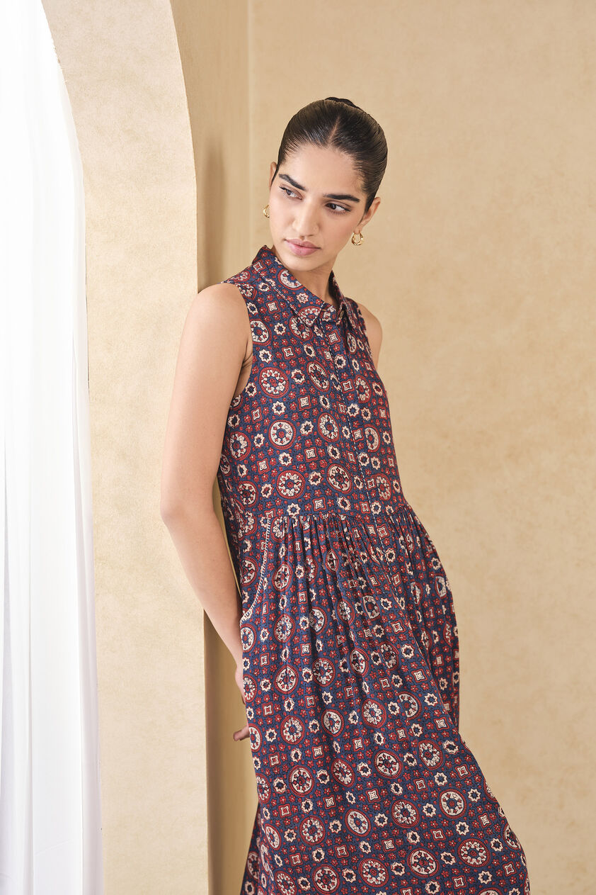 Blueschist Printed Dress - Blue, Blue, image 4